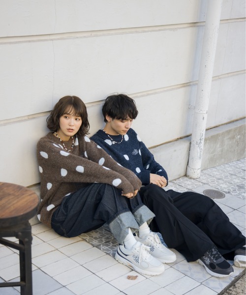 kaoyorinakami（カオヨリナカミ）の「dot logo knit / ドットロゴニット（ニット/セーター・メンズ・ブラウン/ネイビー・SMALL/MEDIUM/LARGE/X-LARGE）」の19枚目の写真