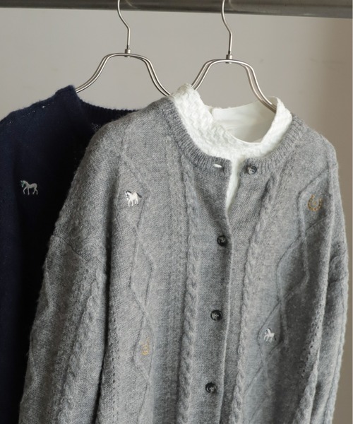 モヘヤミックス ホース刺繍カーデ | NOMBRE IMPAIR