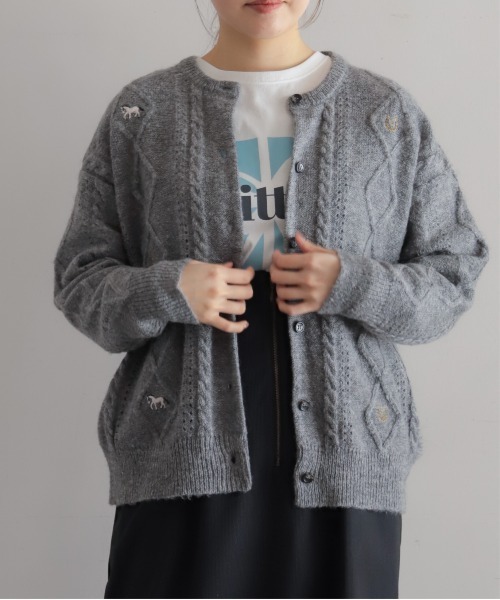 セール】モヘヤミックス ホース刺繍カーデ（カーディガン/ボレロ