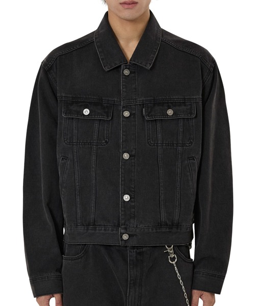 OY(オーワイ)の「『OY/オーワイ』STUD DENIM TRUCKER JACKET/スタッズデニム トラックジャケット(デニムジャケット・レディース・ブラック・L)」の2枚目の写真