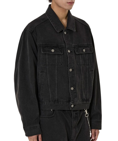 OY(オーワイ)の「『OY/オーワイ』STUD DENIM TRUCKER JACKET/スタッズデニム トラックジャケット(デニムジャケット・レディース・ブラック・L)」の3枚目の写真