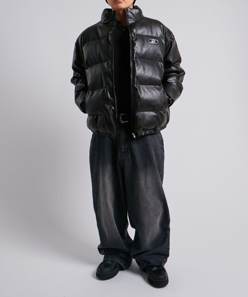 セール】【UNISEX/サイズ展開あり】Sロゴヴィンテージライク中綿レザー