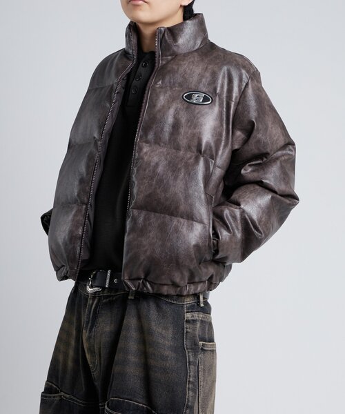 セール】【UNISEX/サイズ展開あり】Sロゴヴィンテージライク中綿レザー