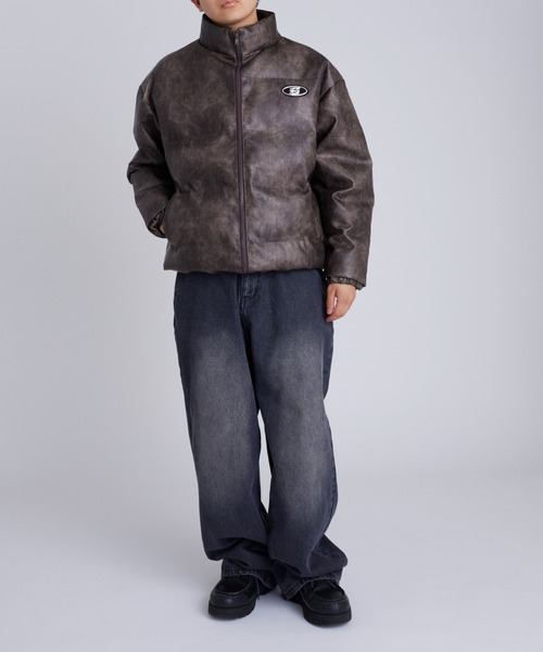 セール】【UNISEX/サイズ展開あり】Sロゴヴィンテージライク中綿レザー