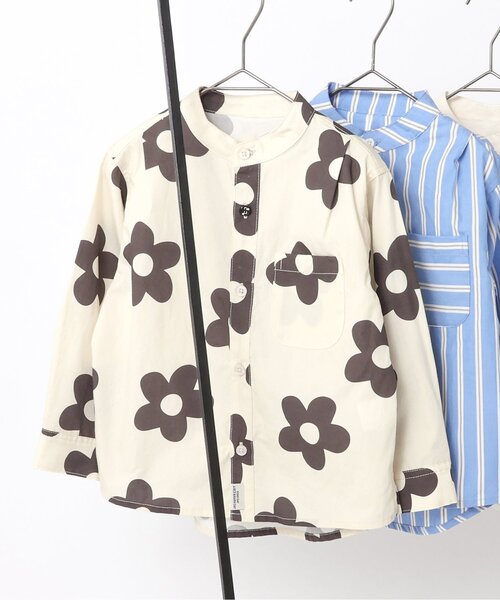 BREEZE（ブリーズ）の「【リンク/ジュニア対応】ノーカラーシャツ（シャツ/ブラウス・キッズ・オフホワイト/ブラック/アイボリー/ストライプ・130/120/110/100/90/140/80）」の2枚目の写真