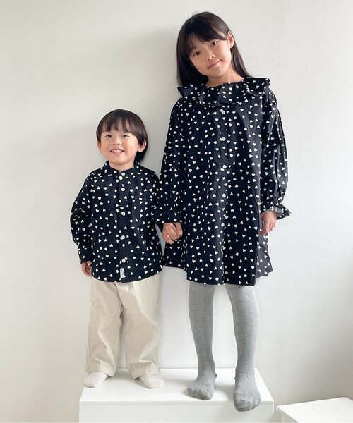 BREEZE（ブリーズ）の「【リンク/ジュニア対応】ノーカラーシャツ（シャツ/ブラウス・キッズ・オフホワイト/ブラック/アイボリー/ストライプ・130/120/110/100/90/140/80）」の5枚目の写真