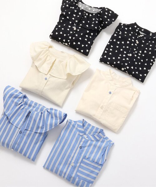 BREEZE（ブリーズ）の「【リンク/ジュニア対応】ノーカラーシャツ（シャツ/ブラウス・キッズ・オフホワイト/ブラック/アイボリー/ストライプ・130/120/110/100/90/140/80）」の11枚目の写真