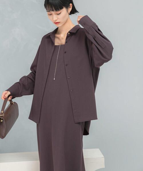 URBAN RESEARCH ROSSO WOMEN（アーバンリサーチ　ロッソ）の「イージーケアウーステッドシャツ（シャツ/ブラウス・レディース・ネイビー/バーガンディー・FREE）」の3枚目の写真