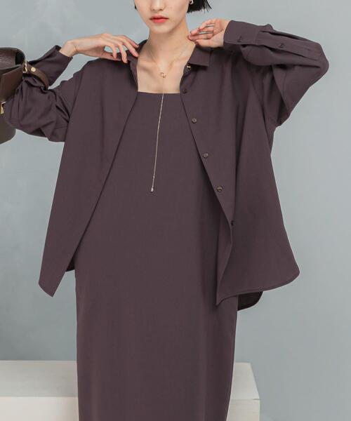 URBAN RESEARCH ROSSO WOMEN（アーバンリサーチ　ロッソ）の「イージーケアウーステッドシャツ（シャツ/ブラウス・レディース・ネイビー/バーガンディー・FREE）」の4枚目の写真