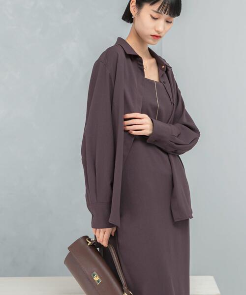 URBAN RESEARCH ROSSO WOMEN（アーバンリサーチ　ロッソ）の「イージーケアウーステッドシャツ（シャツ/ブラウス・レディース・ネイビー/バーガンディー・FREE）」の5枚目の写真