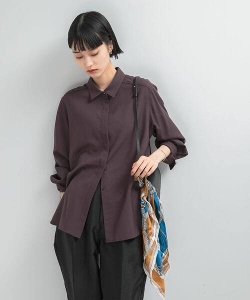 URBAN RESEARCH ROSSO WOMEN（アーバンリサーチ　ロッソ）の「イージーケアウーステッドシャツ（シャツ/ブラウス・レディース・ネイビー/バーガンディー・FREE）」の8枚目の写真