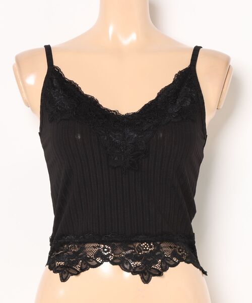 Lace Ladies（レースレディース）の「レース付き Vネック コンパクト リブ キャミソール（キャミソール・レディース・グレー/ブラウン/ブラック/ホワイト・M/L/XL）」の19枚目の写真