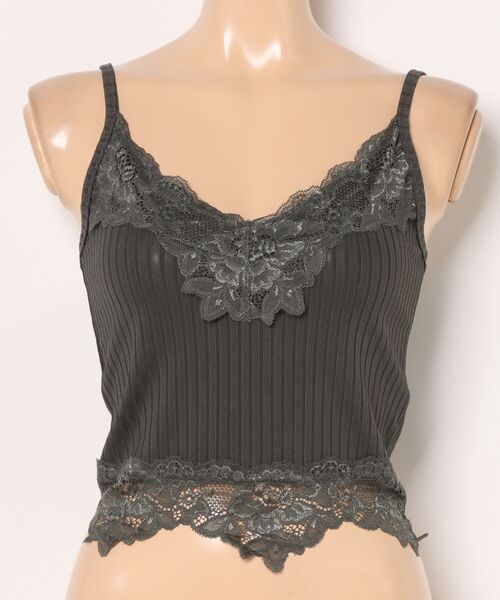 Lace Ladies（レースレディース）の「レース付き Vネック コンパクト リブ キャミソール（キャミソール・レディース・グレー/ブラウン/ブラック/ホワイト・M/L/XL）」の21枚目の写真