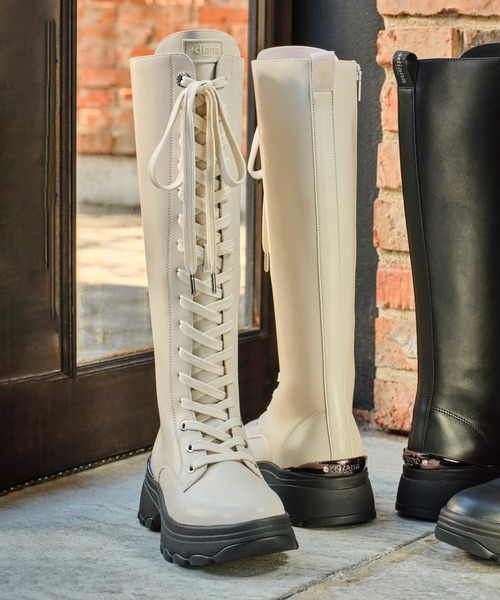 軽量】レースアップロングブーツ（ブーツ）｜+diana（プラスダイアナ