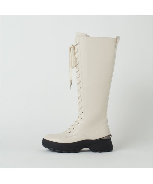 +diana（プラスダイアナ）の「【軽量】レースアップロングブーツ（ブーツ・レディース・ブラック/アイボリー・22.0cm/22.5cm/23.0cm/23.5cm/24.0cm/24.5cm/25.0cm/21.5cm/25.5cm）」の11枚目の写真