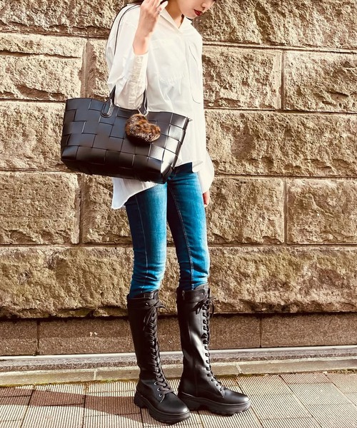 セール】【軽量】レースアップロングブーツ（ブーツ）｜+diana（プラス