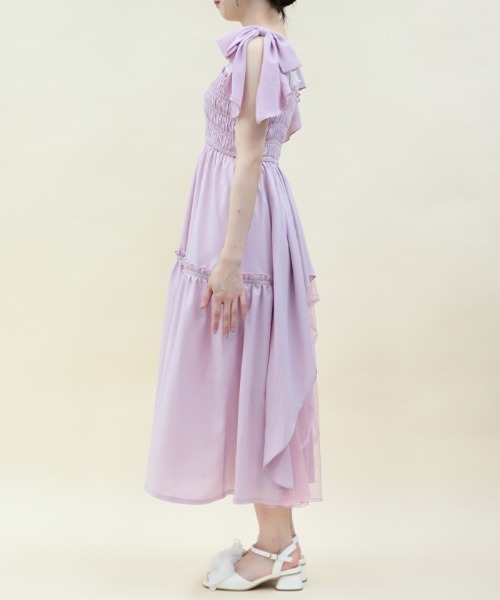 axes femme POETIQUE（アクシーズファムポエティック）の「バックフリルロングワンピース（ワンピース・レディース・ピンク/クリーム/ブラック・MEDIUM）」の5枚目の写真