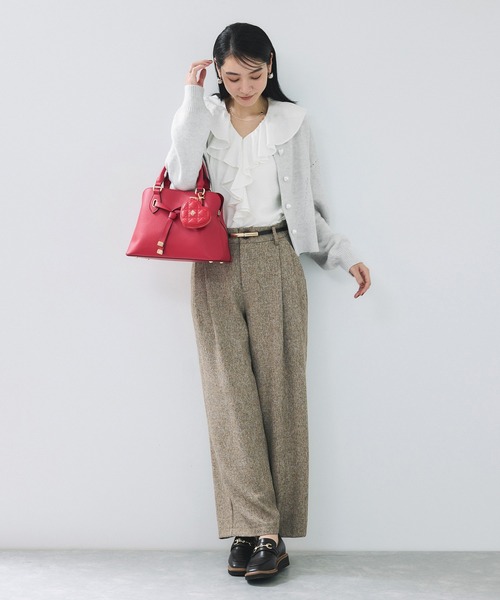 VIS（ビス）の「ハートアソートパール釦ラメミックスカーディガン/イージーケア・一部WEB限定カラー（カーディガン/ボレロ・レディース・チャコールグレー/ライトグレー/ブラック/ブルー/ダークパープル/ピンク系その他2/ブラウン系その他/レッド・FREE）」の12枚目の写真