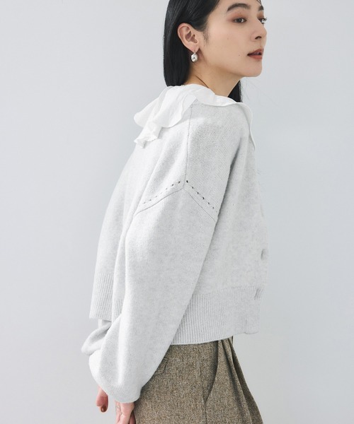 VIS（ビス）の「ハートアソートパール釦ラメミックスカーディガン/イージーケア・一部WEB限定カラー（カーディガン/ボレロ・レディース・チャコールグレー/ライトグレー/ブラック/ブルー/ダークパープル/ピンク系その他2/ブラウン系その他/レッド・FREE）」の10枚目の写真