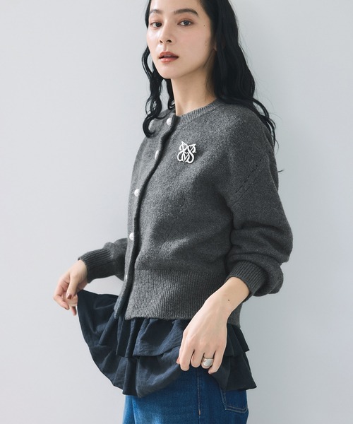 VIS（ビス）の「ハートアソートパール釦ラメミックスカーディガン/イージーケア・一部WEB限定カラー（カーディガン/ボレロ・レディース・チャコールグレー/ライトグレー/ブラック/ブルー/ダークパープル/ピンク系その他2/ブラウン系その他/レッド・FREE）」の16枚目の写真