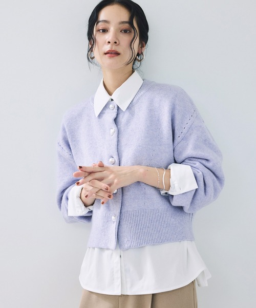 VIS（ビス）の「ハートアソートパール釦ラメミックスカーディガン/イージーケア・一部WEB限定カラー（カーディガン/ボレロ・レディース・チャコールグレー/ライトグレー/ブラック/ブルー/ダークパープル/ピンク系その他2/ブラウン系その他/レッド・FREE）」の20枚目の写真