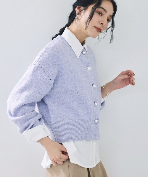 VIS（ビス）の「ハートアソートパール釦ラメミックスカーディガン/イージーケア・一部WEB限定カラー（カーディガン/ボレロ・レディース・チャコールグレー/ライトグレー/ブラック/ブルー/ダークパープル/ピンク系その他2/ブラウン系その他/レッド・FREE）」の19枚目の写真