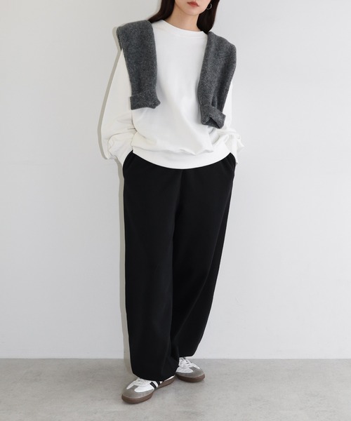 ANME（アンメ）の「ワンポイントロゴ刺繍スウェットパンツ（スウェットパンツ・レディース・オフホワイト/ブラック/オートミール/ブラウン・M/XXL/XL/L）」の6枚目の写真