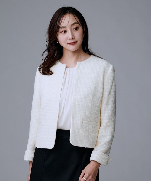 ジャケット　ツイードジャケット　レディーススーツ　スーツ　フォーマル　アウター セール】【セットアップ可/通勤スーツ/セレモニー】ツイードジャケット