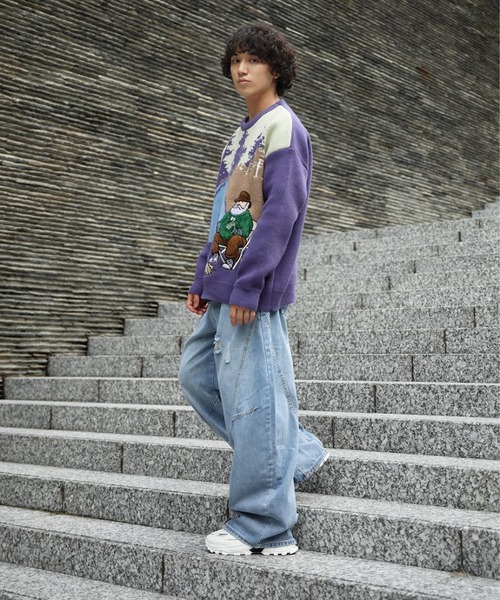 HOOK(フック)の「HOOK -original- キャンプおじさん配色ニット(ニット/セーター・メンズ・パープル/ブラウン・LARGE/X-LARGE/MEDIUM)」の20枚目の写真
