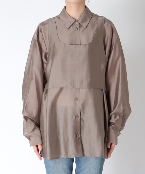 Jines（ジネス）の「ビスチェレイヤード2WAYシャツ（シャツ/ブラウス・レディース・グレー/ブラウン/ピンク・38）」の10枚目の写真