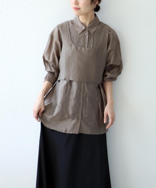 Jines（ジネス）の「ビスチェレイヤード2WAYシャツ（シャツ/ブラウス・レディース・グレー/ブラウン/ピンク・38）」の20枚目の写真