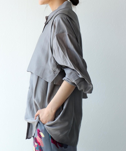 Jines（ジネス）の「ビスチェレイヤード2WAYシャツ（シャツ/ブラウス・レディース・グレー/ブラウン/ピンク・38）」の15枚目の写真