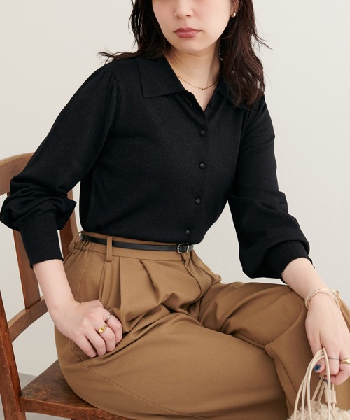 DRAWER ドゥロワー モヘヤ シルク ラメ 畦編み カーディガン ニット 美品✨ドゥロワー 希少 モヘヤ シルク ラメ 畦編みカーディガン ニット