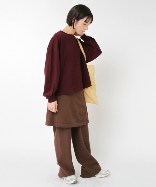 RNA-N(アールエヌエーエヌ)の「M2540 ブロックインレイタックスリーブプルオーバー(Tシャツ/カットソー・レディース・バーガンディー/ブラック/キナリ・FREE)」の5枚目の写真
