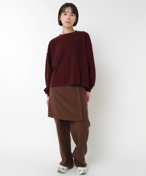 RNA-N(アールエヌエーエヌ)の「M2540 ブロックインレイタックスリーブプルオーバー(Tシャツ/カットソー・レディース・バーガンディー/ブラック/キナリ・FREE)」の6枚目の写真