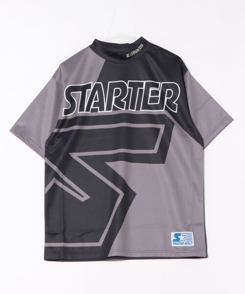 STARTER(スターター)の「【STARTER GOLF】スターターゴルフ FIELDSENSOR(R)吸水速乾 STARTERビックロゴ モックネック半袖カットソー SG-123001(Tシャツ/カットソー・メンズ・ブラック/イエロー/サックスブルー・L/M)」の1枚目の写真