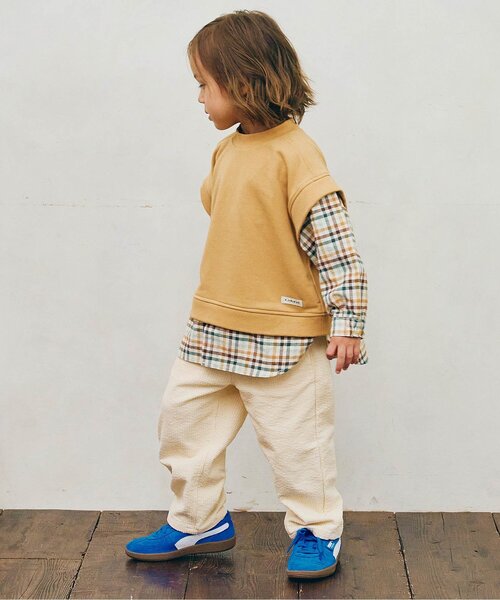 p.premier（ピードットプルミエ）の「【ジュニア対応】ベストとくっつきトップス（スウェット・キッズ・アイボリー/ベージュ/ダークブラウン・80/90/100/110/120/130/140）」の18枚目の写真