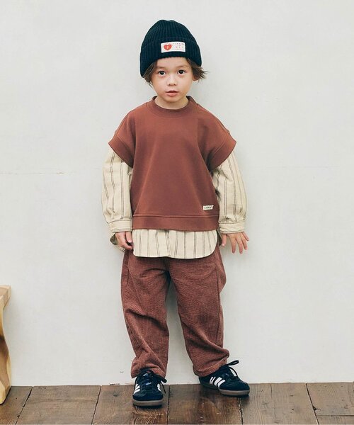 p.premier（ピードットプルミエ）の「【ジュニア対応】ベストとくっつきトップス（スウェット・キッズ・アイボリー/ベージュ/ダークブラウン・80/90/100/110/120/130/140）」の21枚目の写真