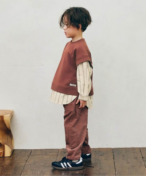 p.premier（ピードットプルミエ）の「【ジュニア対応】ベストとくっつきトップス（スウェット・キッズ・アイボリー/ベージュ/ダークブラウン・80/90/100/110/120/130/140）」の22枚目の写真