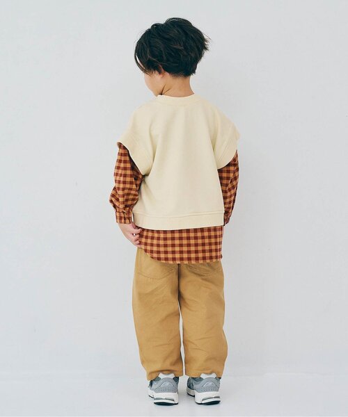 p.premier（ピードットプルミエ）の「【ジュニア対応】ベストとくっつきトップス（スウェット・キッズ・アイボリー/ベージュ/ダークブラウン・80/90/100/110/120/130/140）」の4枚目の写真