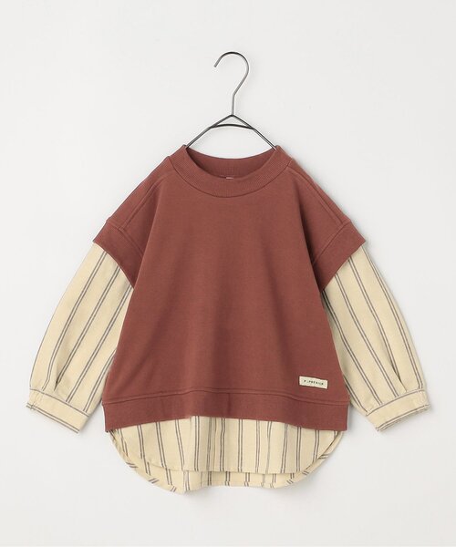 p.premier（ピードットプルミエ）の「【ジュニア対応】ベストとくっつきトップス（スウェット・キッズ・アイボリー/ベージュ/ダークブラウン・80/90/100/110/120/130/140）」の10枚目の写真