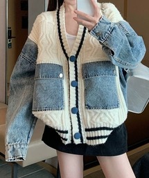 Diosfront（ディオスフロント）の「デニムドッキングニットカーディガン（カーディガン/ボレロ）」