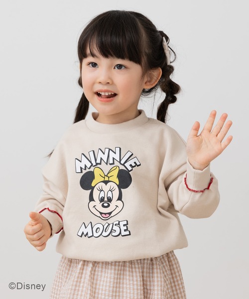 Disney(ディズニー)の「〈ディズニー〉ミニーマウス / 袖メロウ 裏毛トレーナー(スウェット・キッズ・ブラック/クリーム/ラベンダー/スモークピンク・80cm/90cm/100cm/110cm/120cm/130cm/140cm)」の2枚目の写真