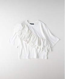 HONEYSUCKLE ROSE(ハニーサックルローズ)【レディース】【華奢見え・接触冷感】アシメフリルTシャツ