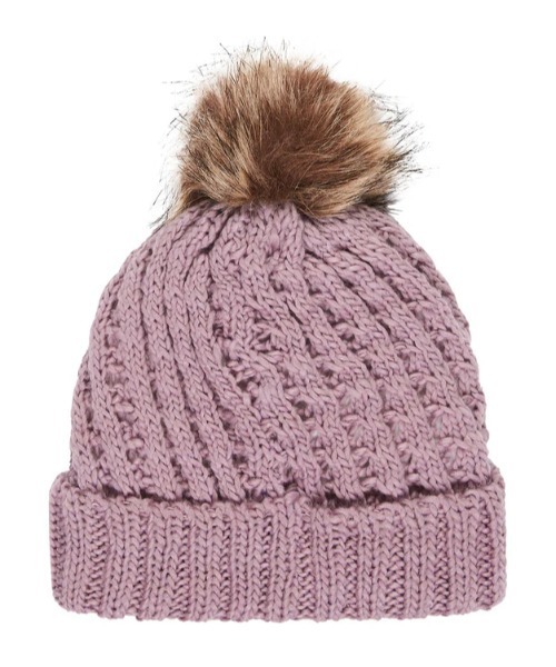 ROXY(ロキシー)の「BLIZZARD GIRL BEANIE /ロキシーキッズボンボン付きニット帽・ビーニー(ニットキャップ/ビーニー・キッズ・ライラック/ブラック・FREE)」の6枚目の写真