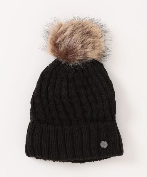 ROXY(ロキシー)の「BLIZZARD GIRL BEANIE /ロキシーキッズボンボン付きニット帽・ビーニー(ニットキャップ/ビーニー・キッズ・ライラック/ブラック・FREE)」の4枚目の写真