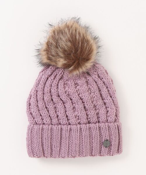 ROXY(ロキシー)の「BLIZZARD GIRL BEANIE /ロキシーキッズボンボン付きニット帽・ビーニー(ニットキャップ/ビーニー・キッズ・ライラック/ブラック・FREE)」の3枚目の写真