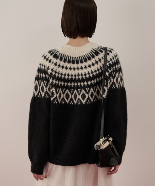 Shelly island(シェリーアイランド)の「ノルディックニットプルオーバー(ニット/セーター・レディース・グレー/ブラック・FREE)」の9枚目の写真