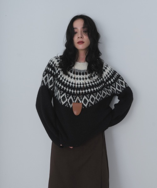 Shelly island(シェリーアイランド)の「ノルディックニットプルオーバー(ニット/セーター・レディース・グレー/ブラック・FREE)」の4枚目の写真