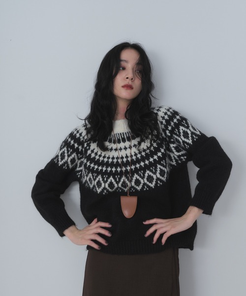 新品❤️ARCHIVIO ブラック 半袖セーター 畦編みニットプルオーバー リラックスシルエット（ニット/セーター